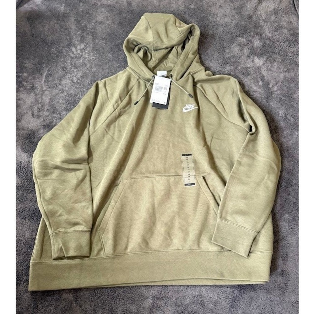 Nike Sportswear Essential Womens Fleece Hoodie Olive Green CJ0409-322 Size 2X